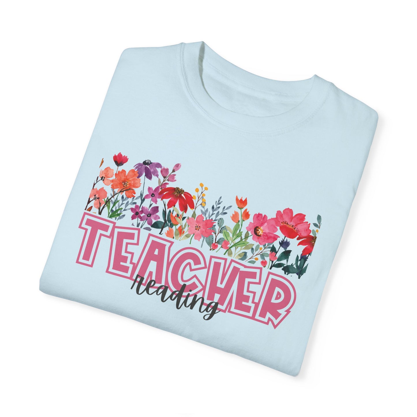 Bright Floral Reading Teacher Tee
