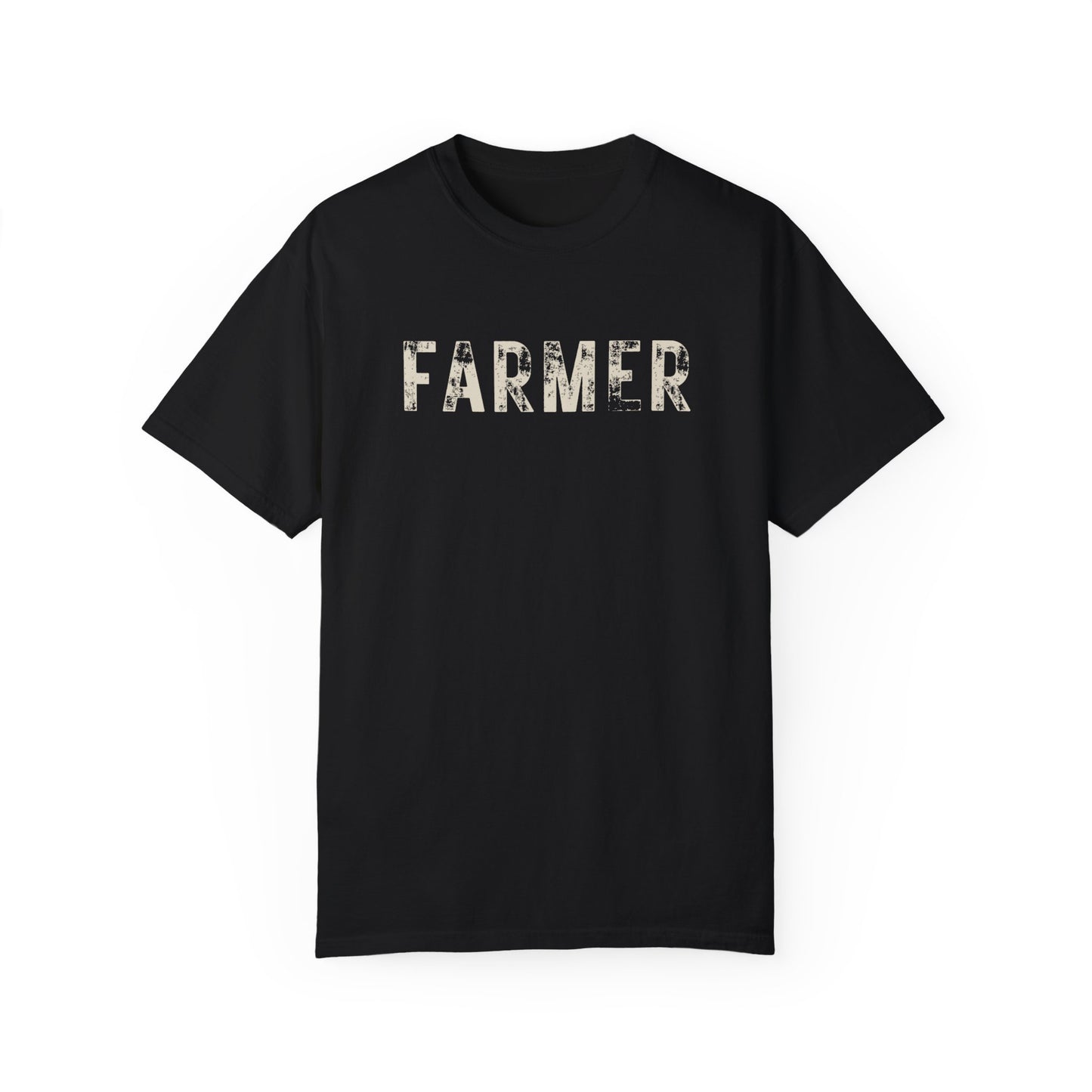 Distressed Farmer Tee (cream text)