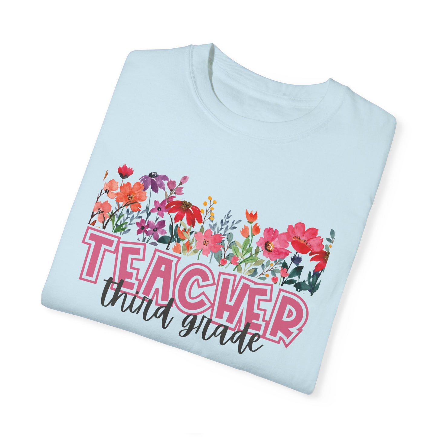 Bright Floral Third Grade Teacher Tee