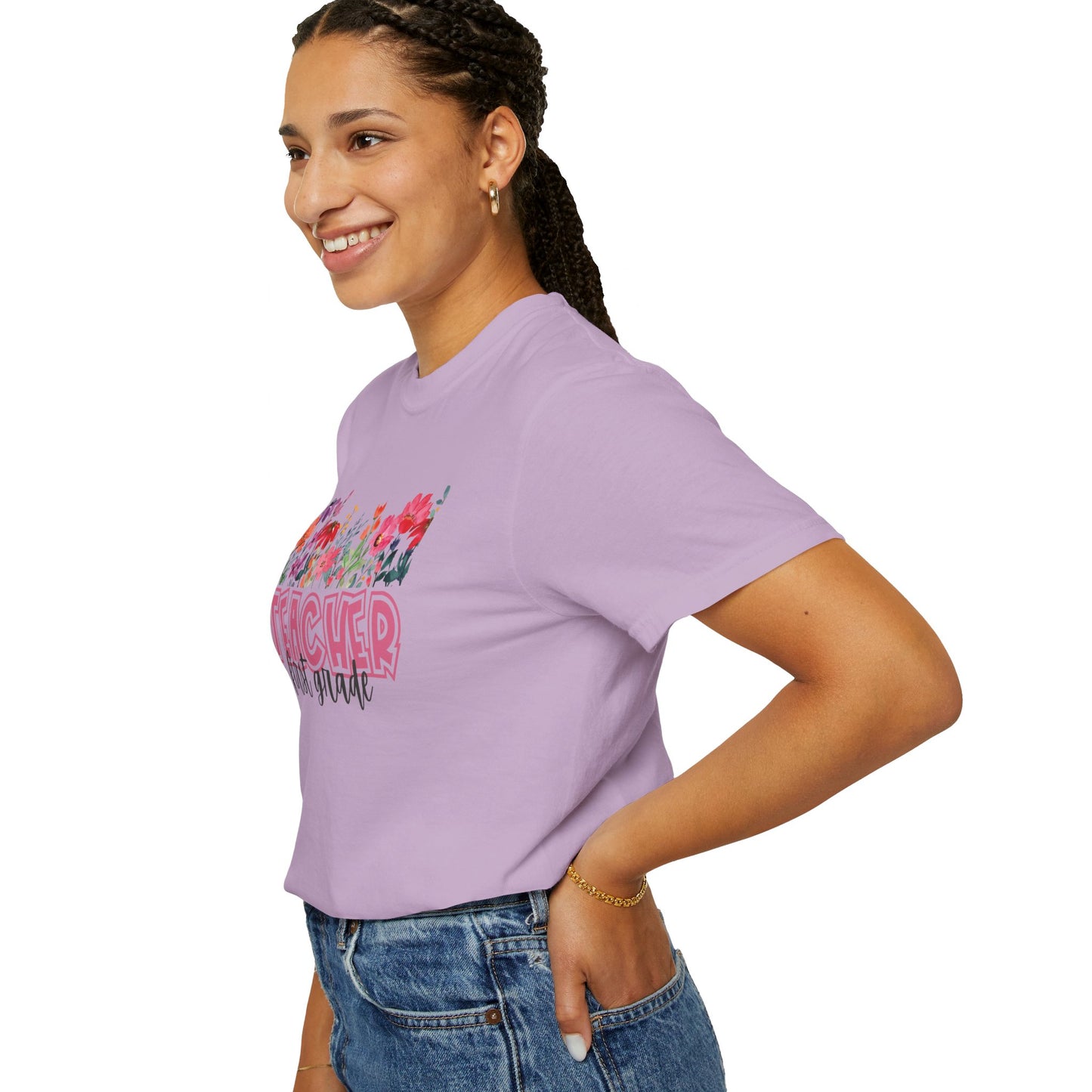 Bright Floral First Grade Teacher Tee