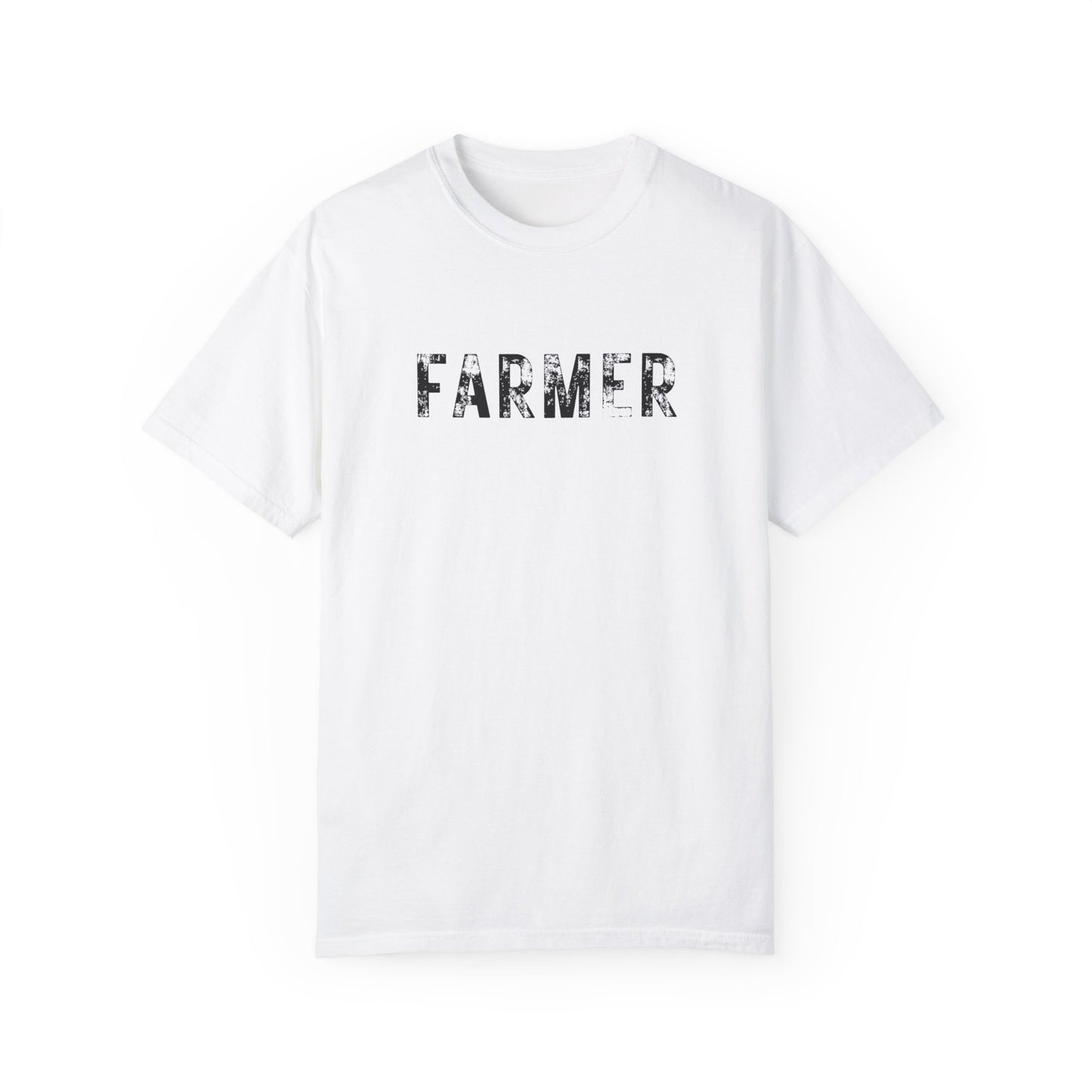 Distressed Farmer Tee (black text)