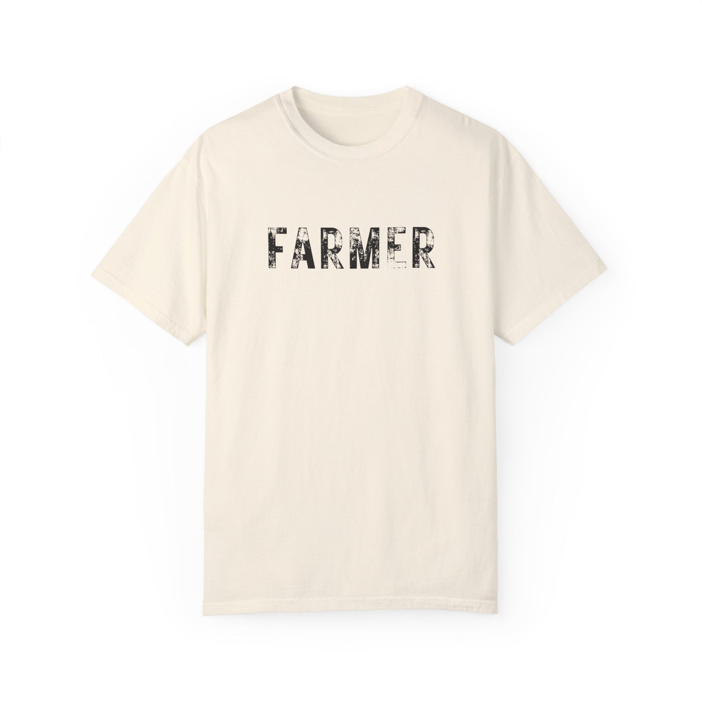 Distressed Farmer Tee (black text)