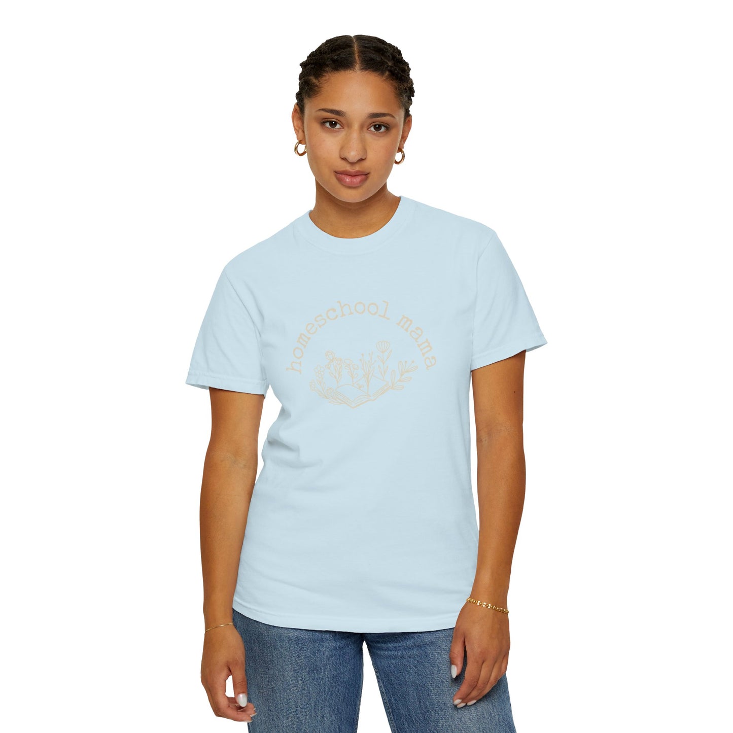 Homeschool Mama Floral Tee (cream text)