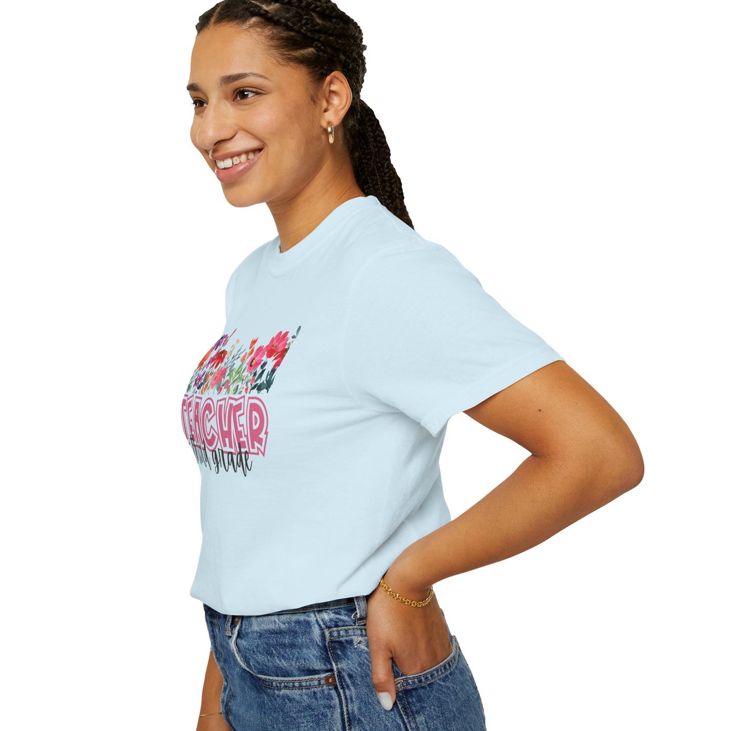 Bright Floral Third Grade Teacher Tee