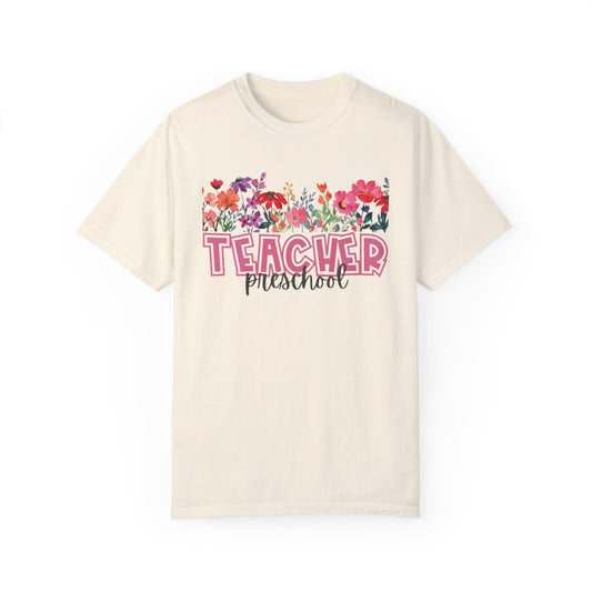 Bright Floral Preschool Teacher Tee