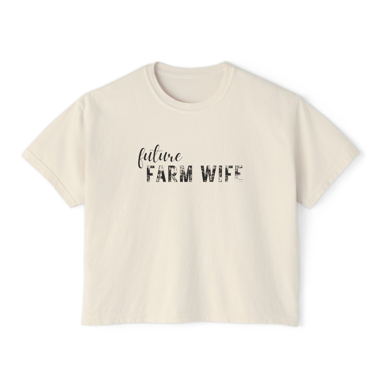 Future Farm Wife Cropped Tshirt (Black Text)