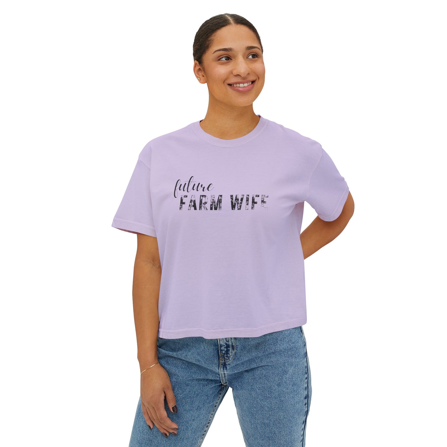 Future Farm Wife Cropped Tshirt (Black Text)