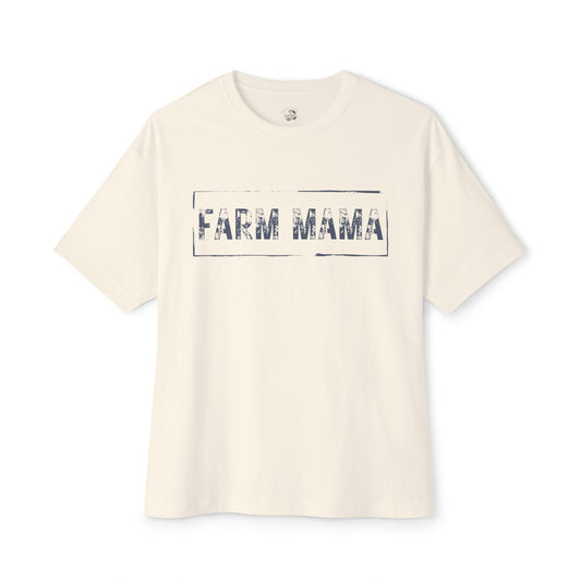 Farm Mama Oversized Boxy Tee (blue text)