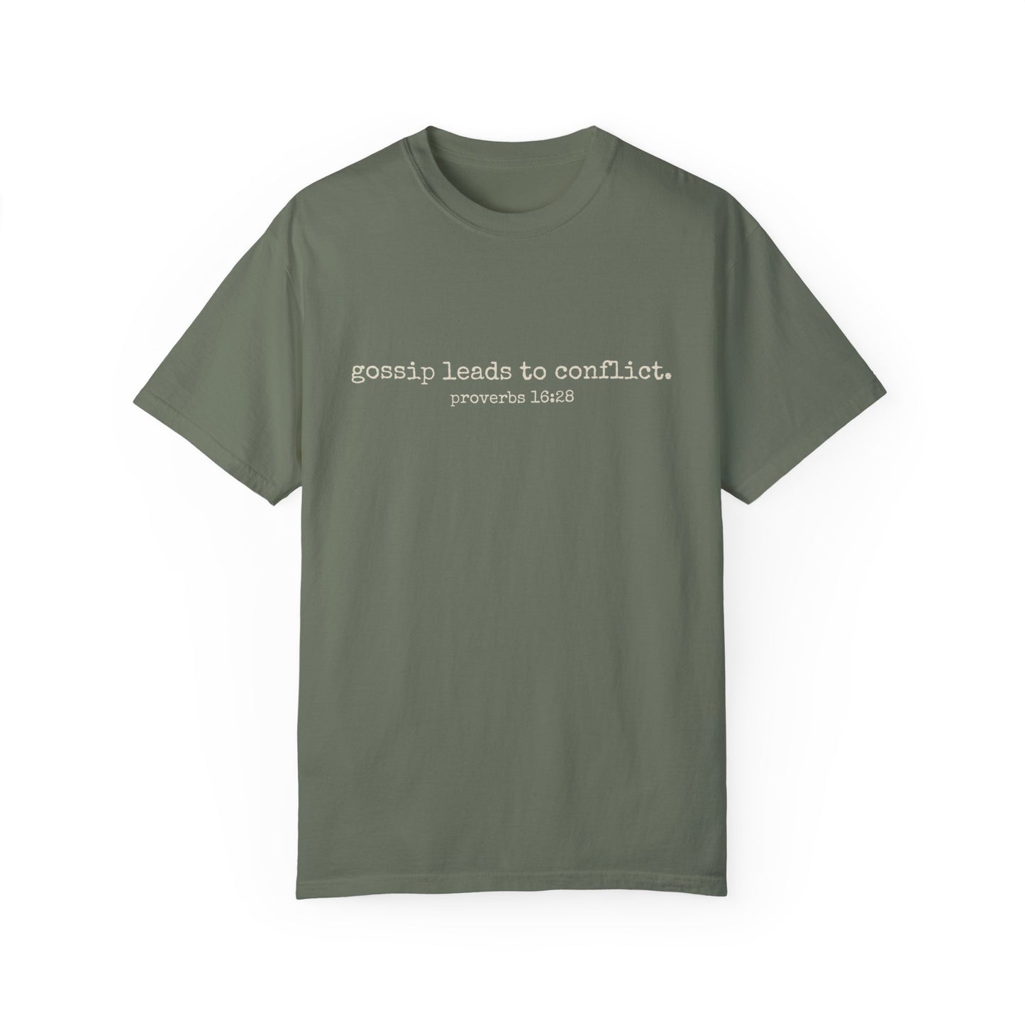 Gossip Leads to Conflict (Proverbs 16:28) Tee (cream text)