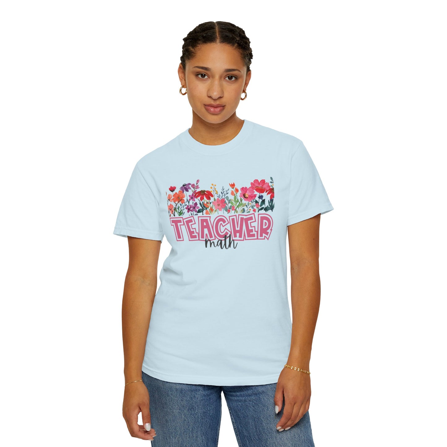 Bright Floral Math Teacher Tee