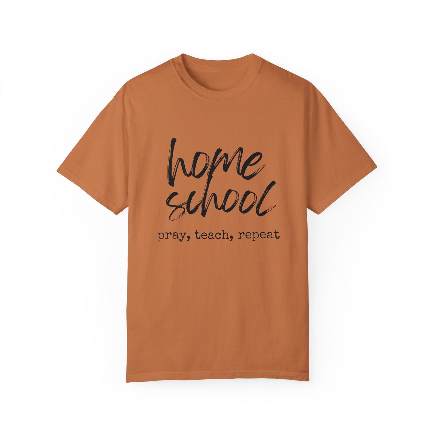 Homeschool Pray, Teach, Repeat Tee (black text)