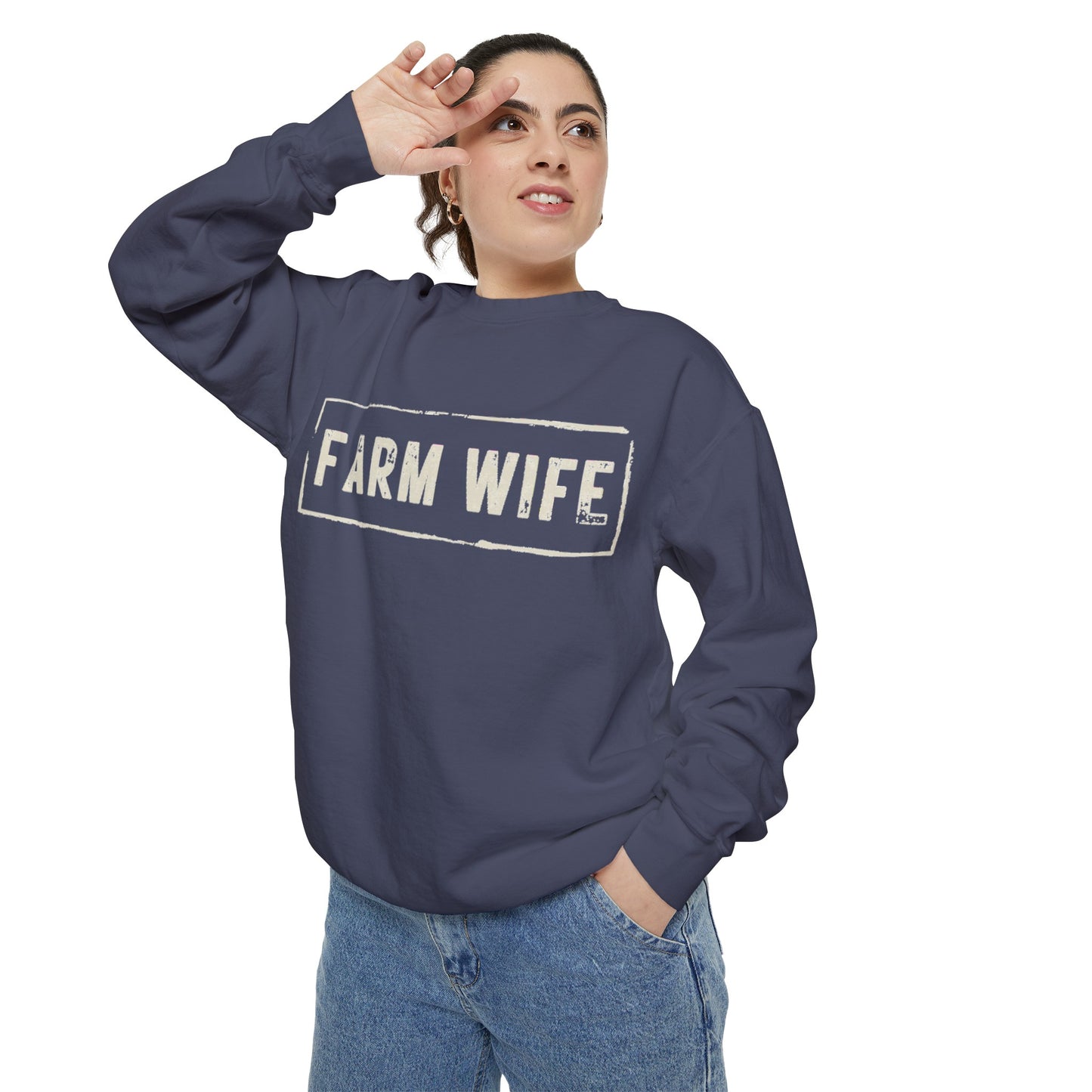 Farm Wife Crew Neck (cream text)