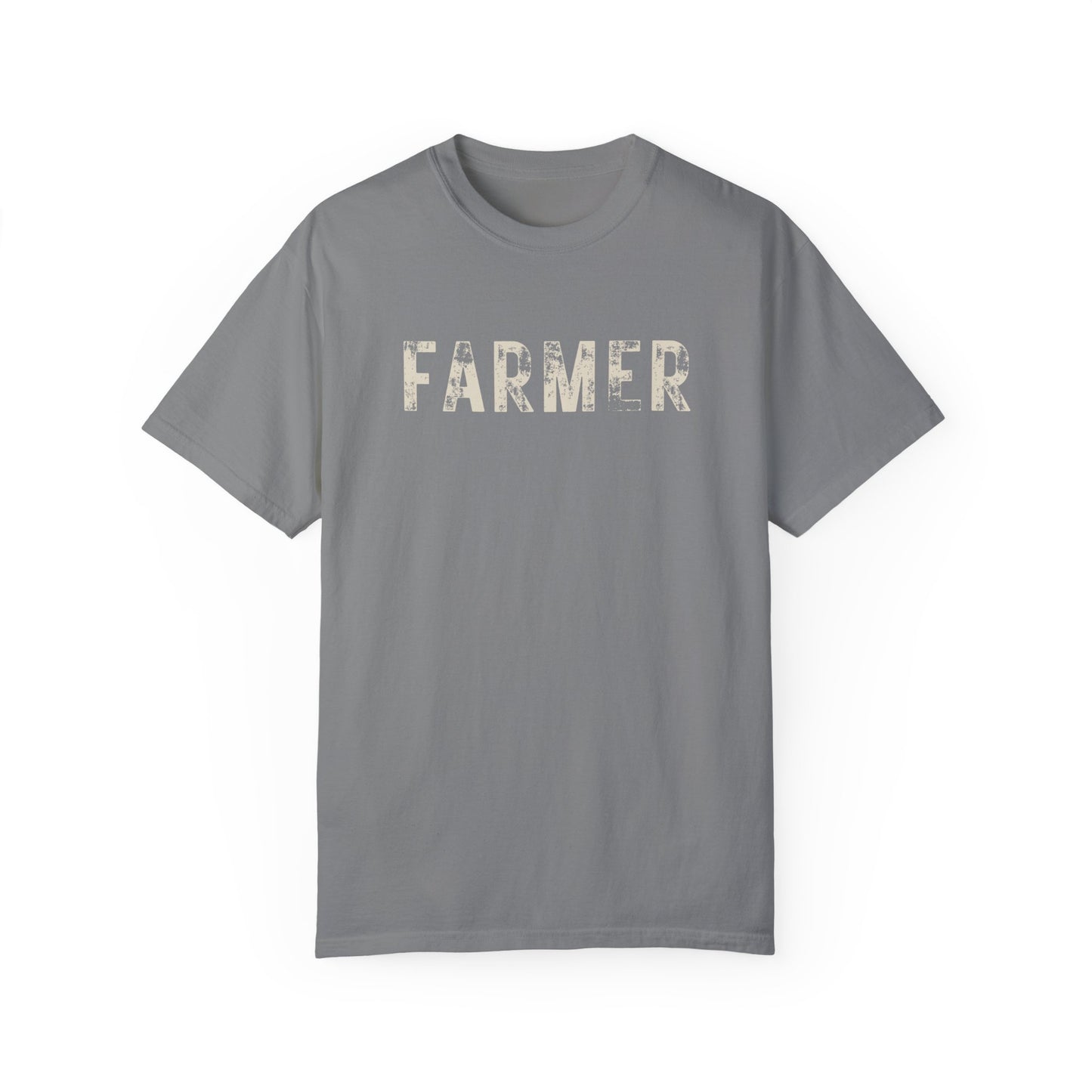 Distressed Farmer Tee (cream text)