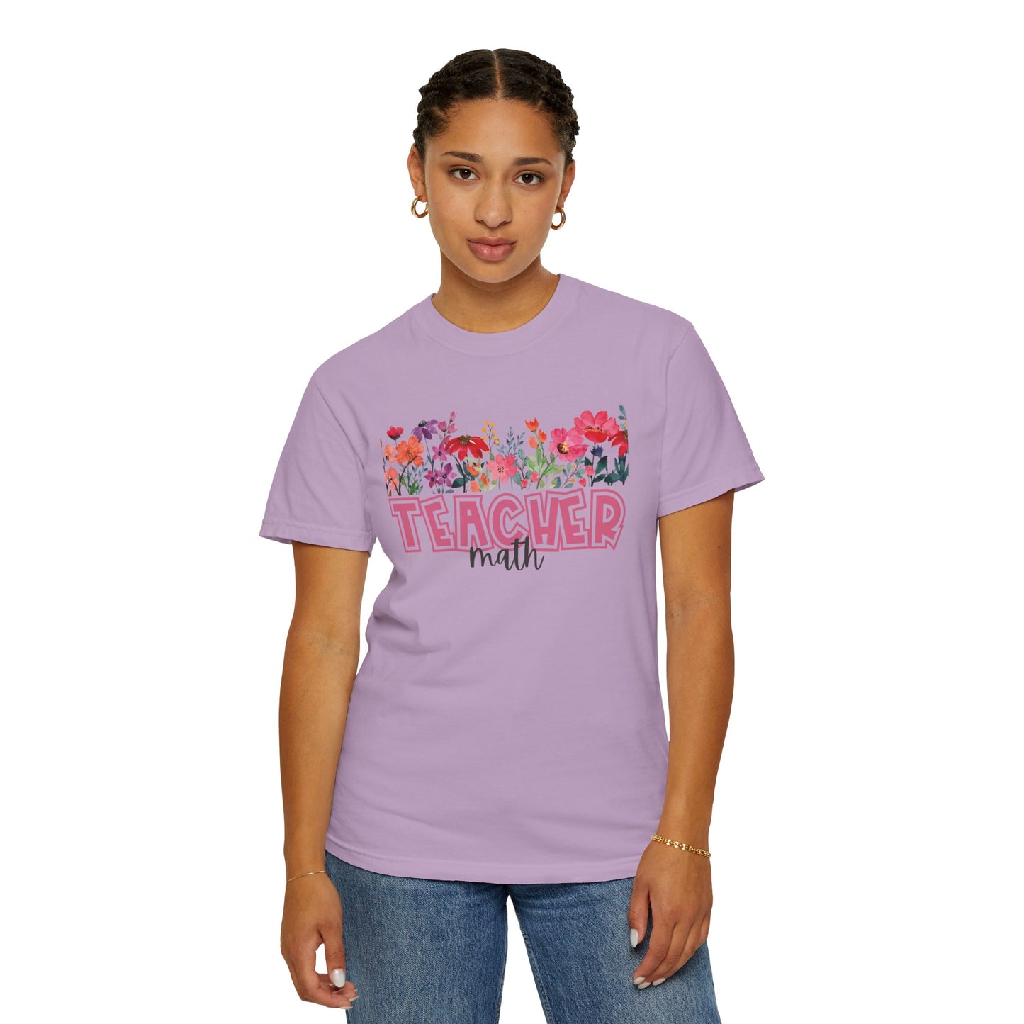 Bright Floral Math Teacher Tee