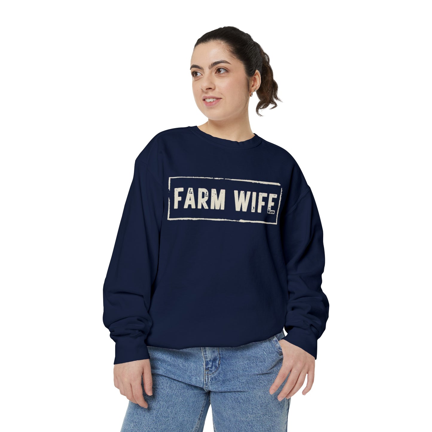 Farm Wife Crew Neck (cream text)