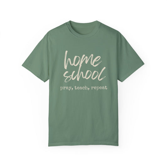 Homeschool Pray, Teach, Repeat Tee (cream text)