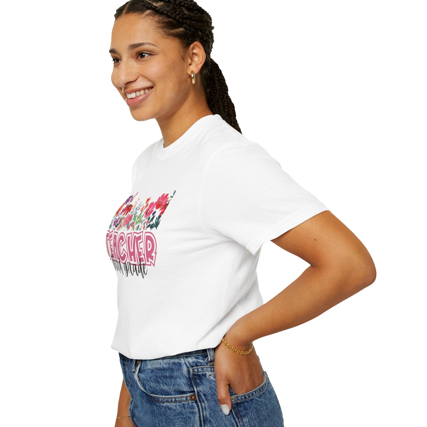 Bright Floral Third Grade Teacher Tee