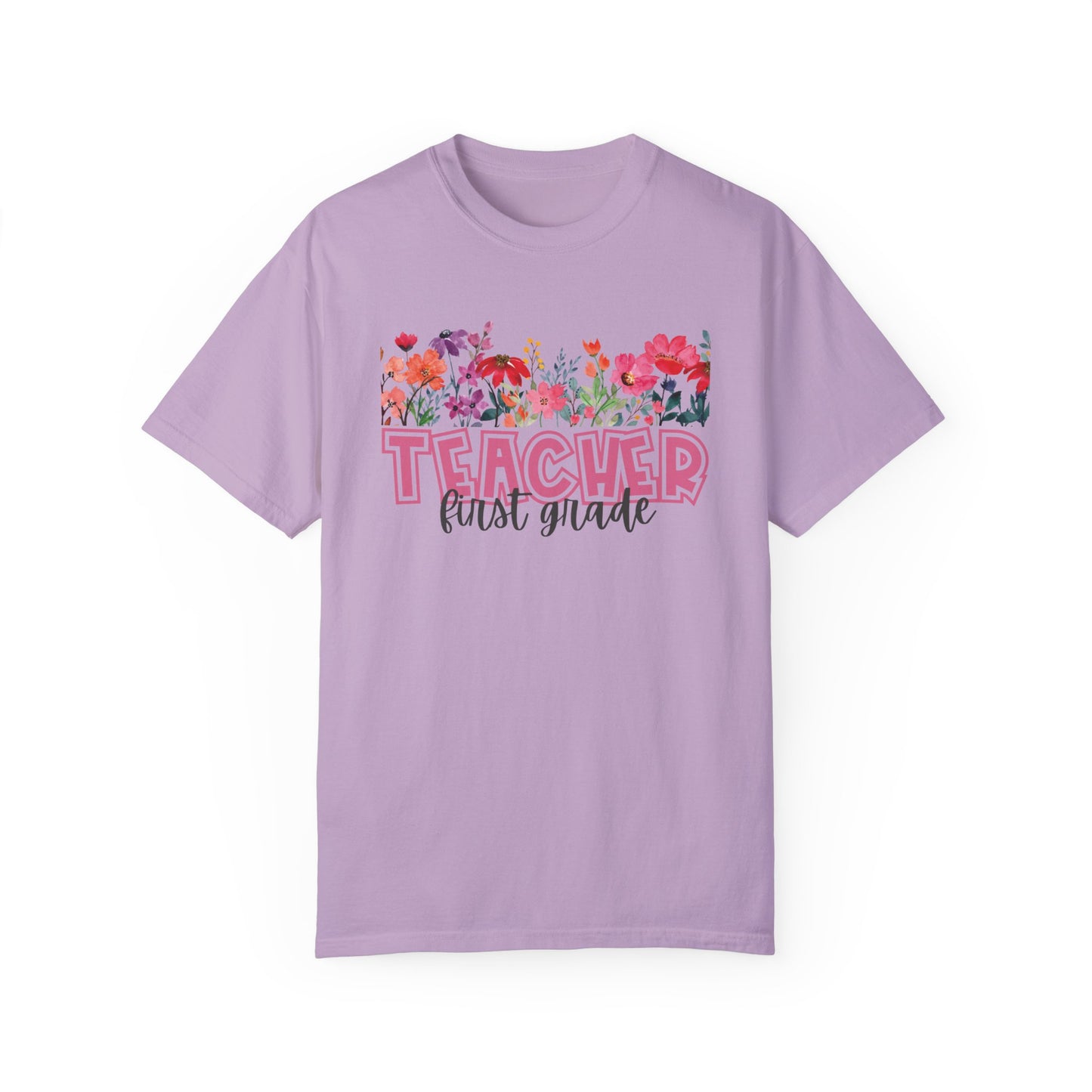 Bright Floral First Grade Teacher Tee