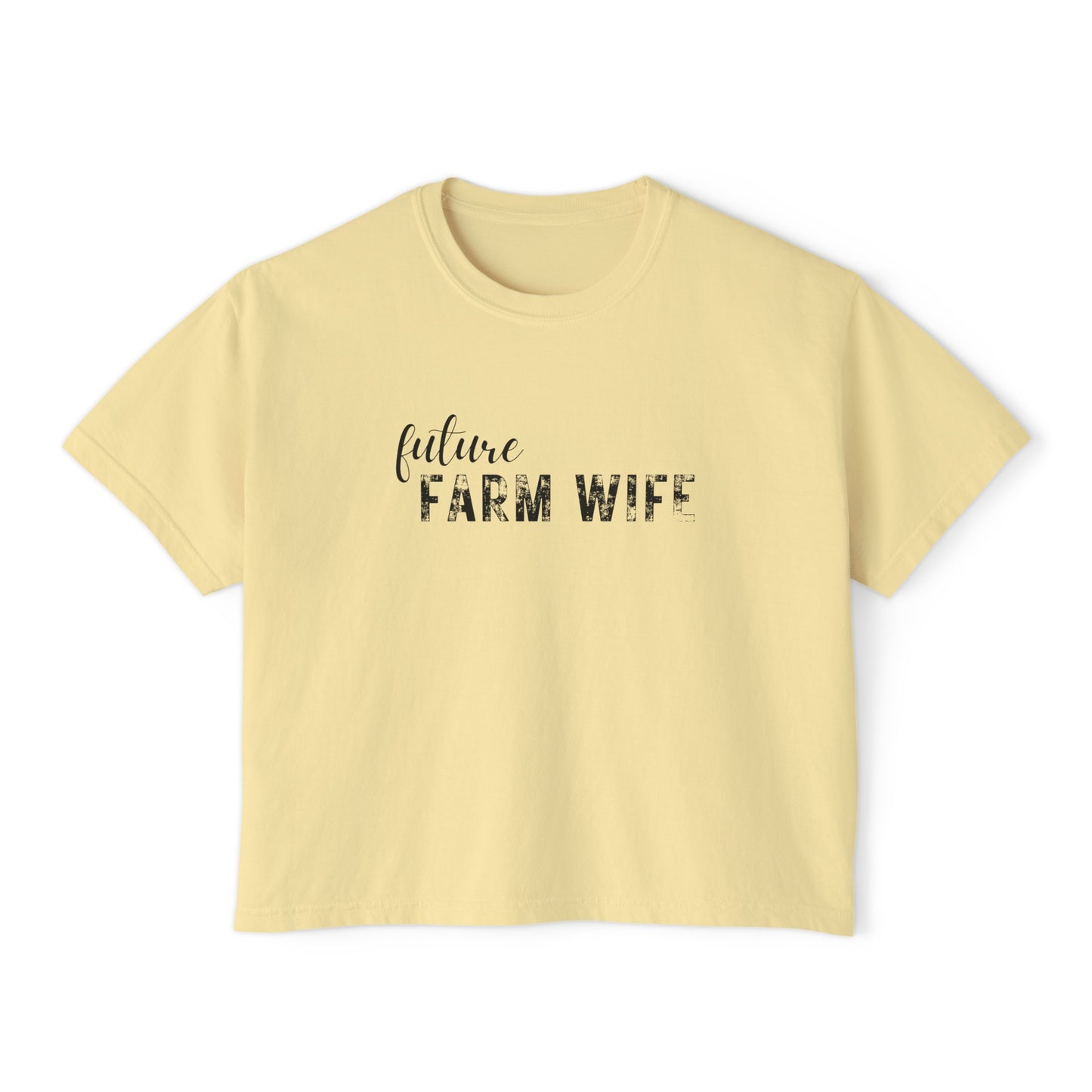 Future Farm Wife Cropped Tshirt (Black Text)