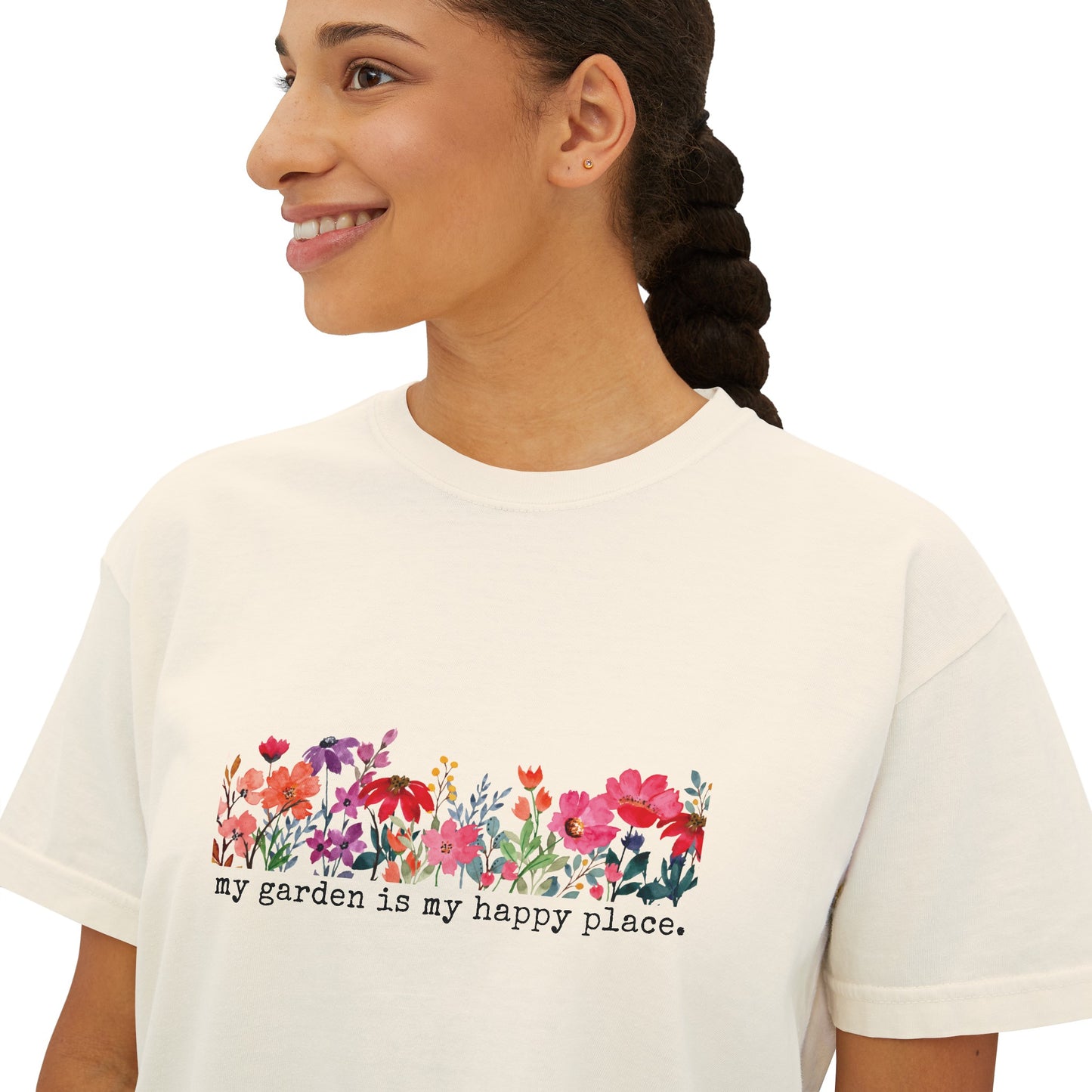 My Garden is my Happy Place Oversized Cropped Tee