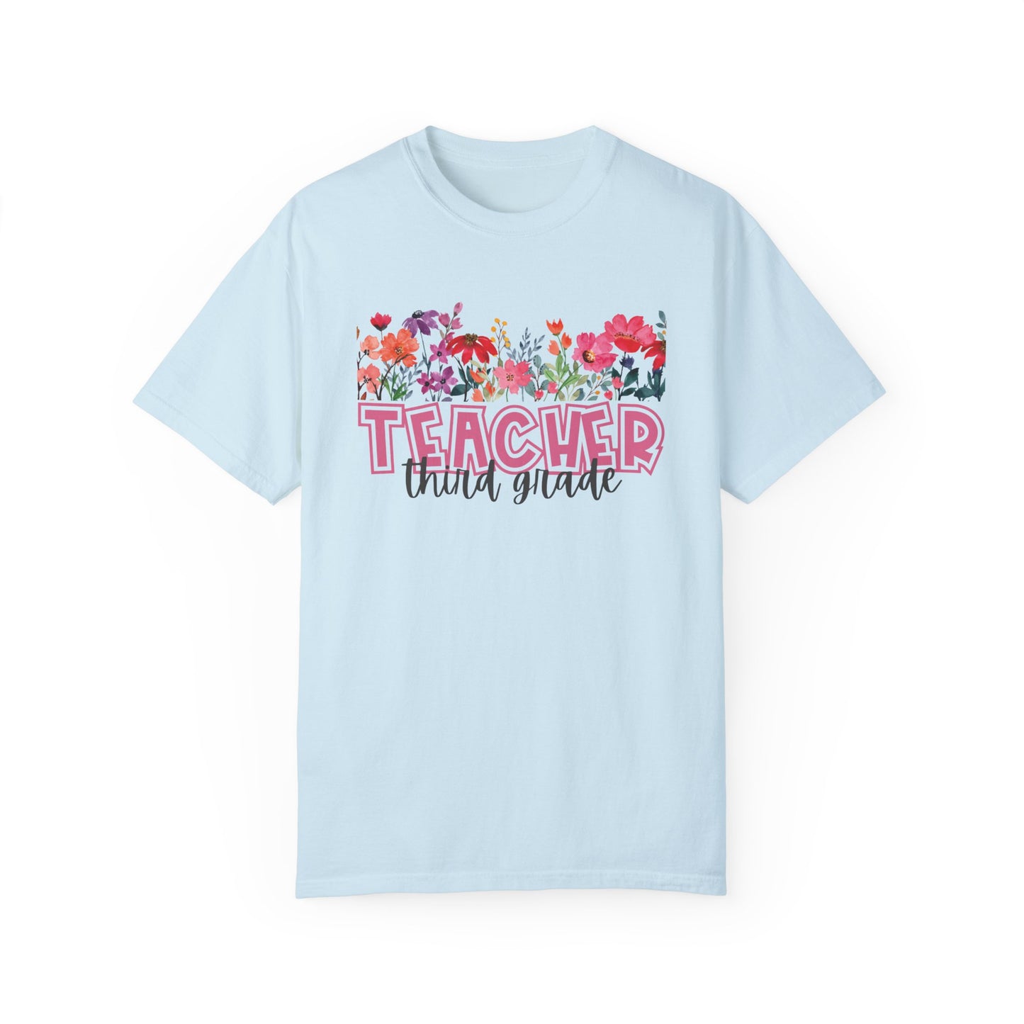 Bright Floral Third Grade Teacher Tee