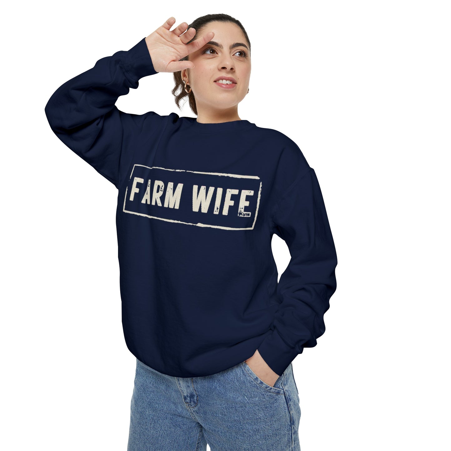 Farm Wife Crew Neck (cream text)