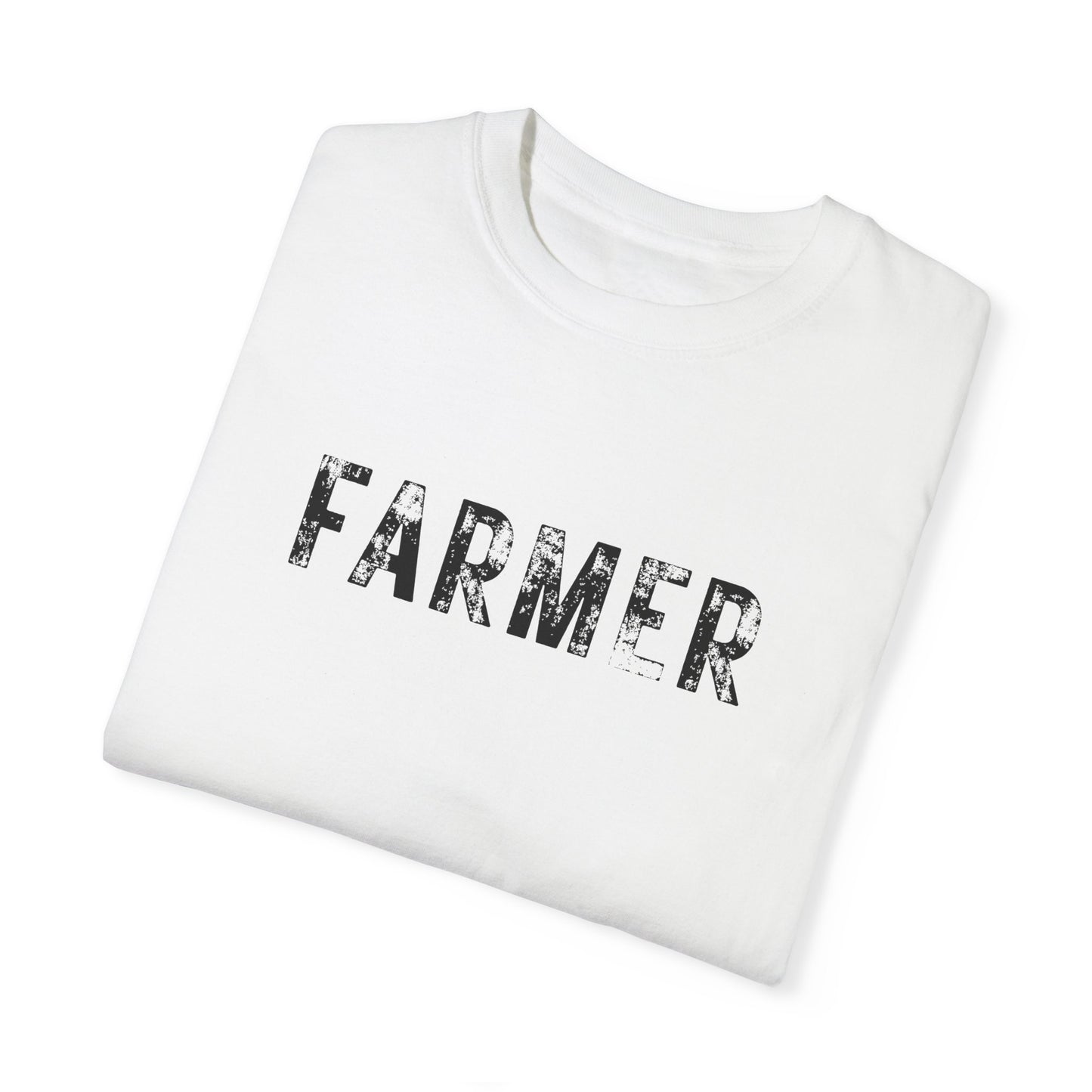 Distressed Farmer Tee (black text)