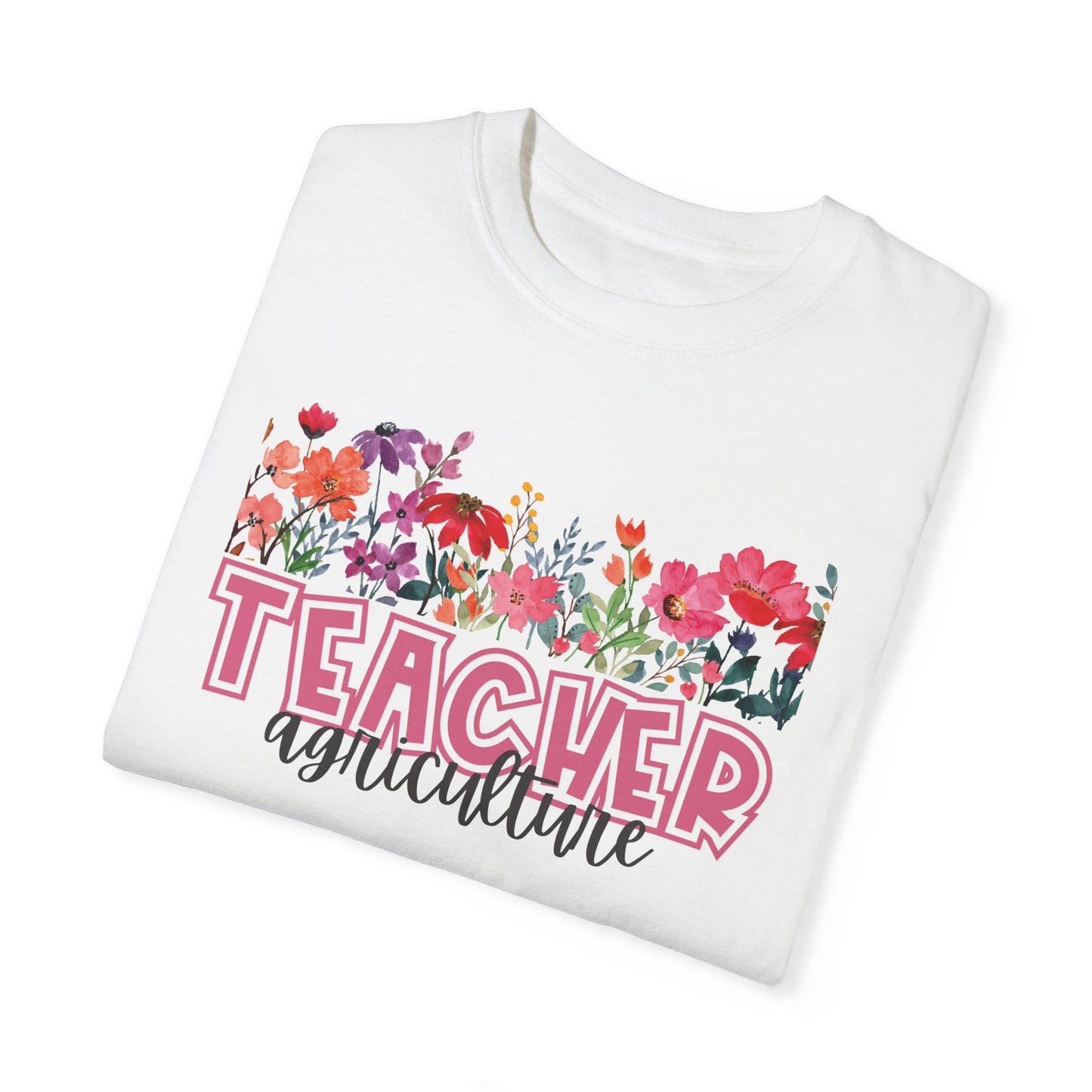 Bright Floral Agriculture Teacher Tee