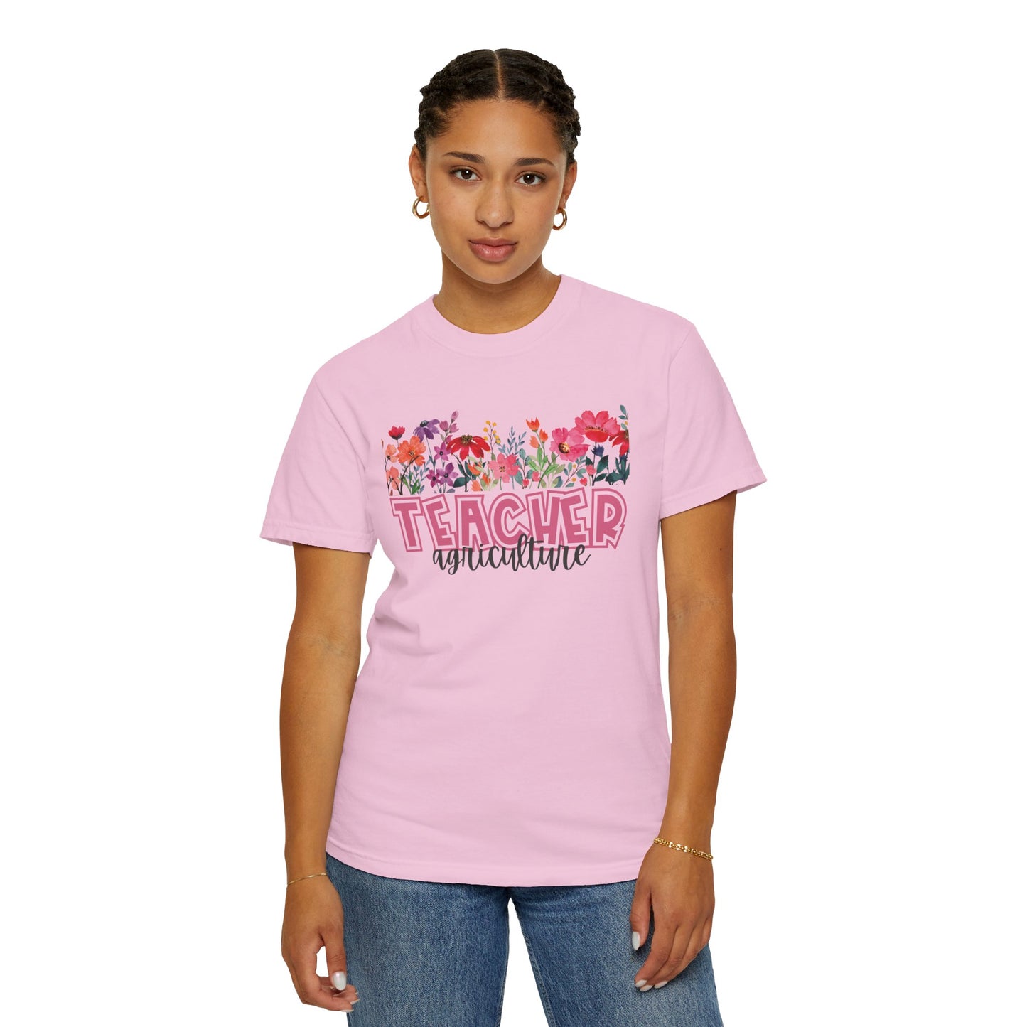 Bright Floral Agriculture Teacher Tee