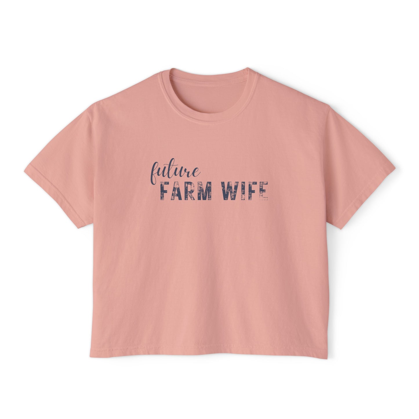 Future Farm Wife Cropped Tshirt (Blue Text)