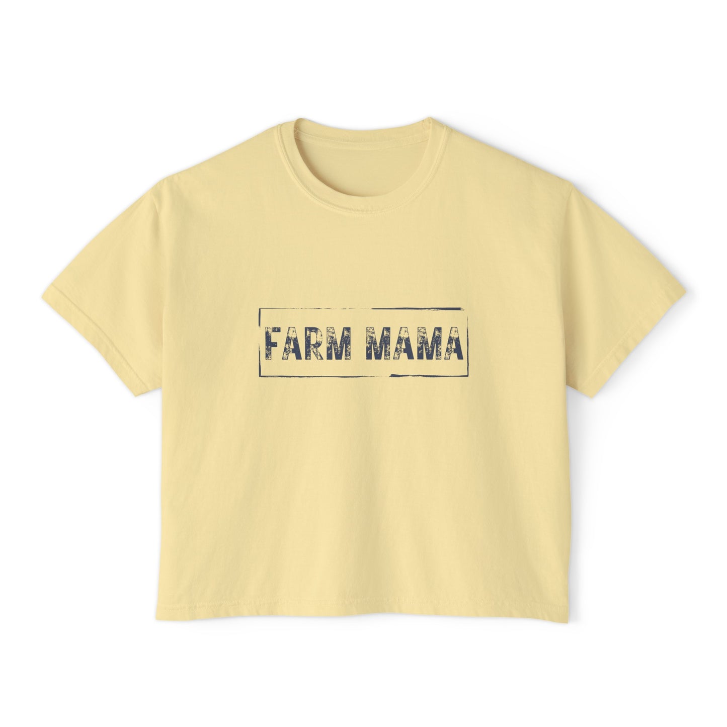 Farm Mama Cropped Tshirt (Blue Text)