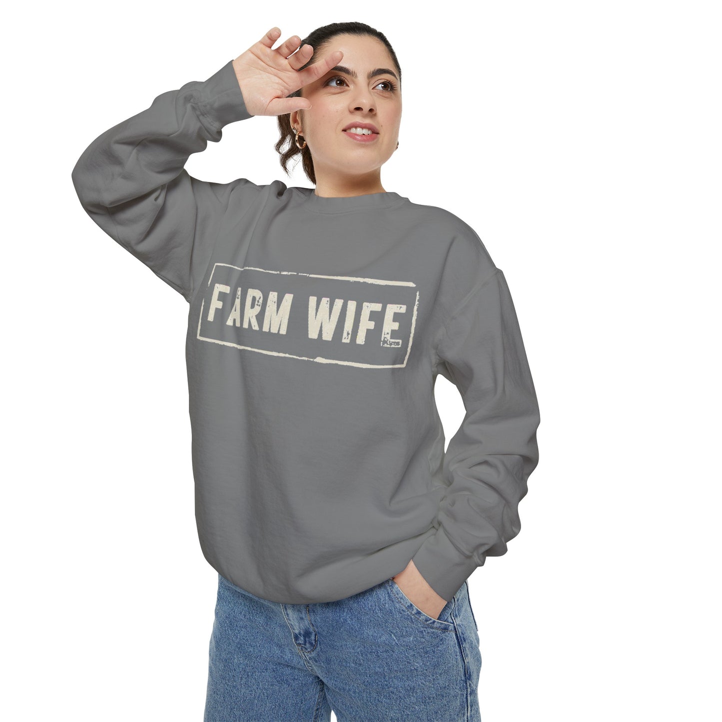 Farm Wife Crew Neck (cream text)