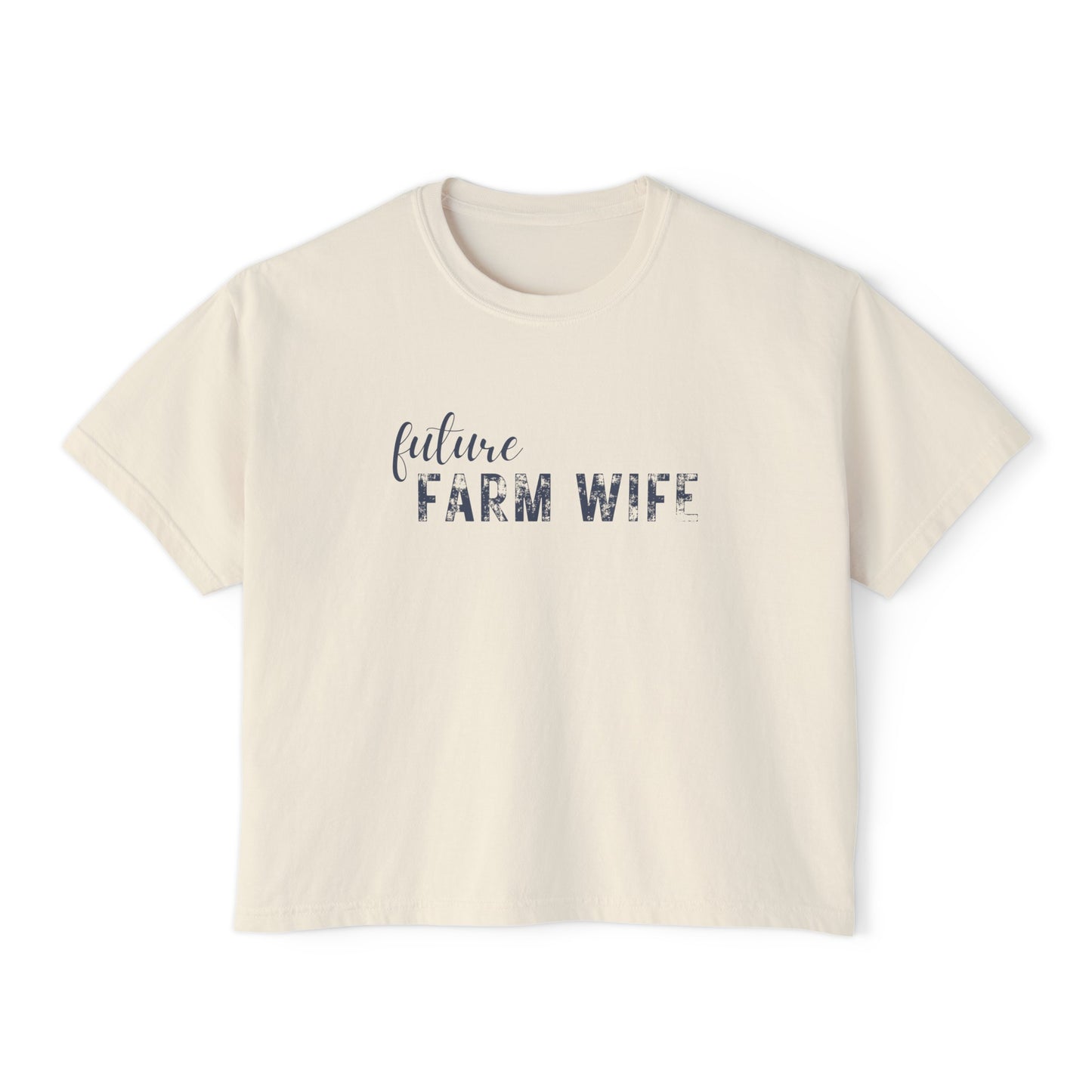 Future Farm Wife Cropped Tshirt (Blue Text)