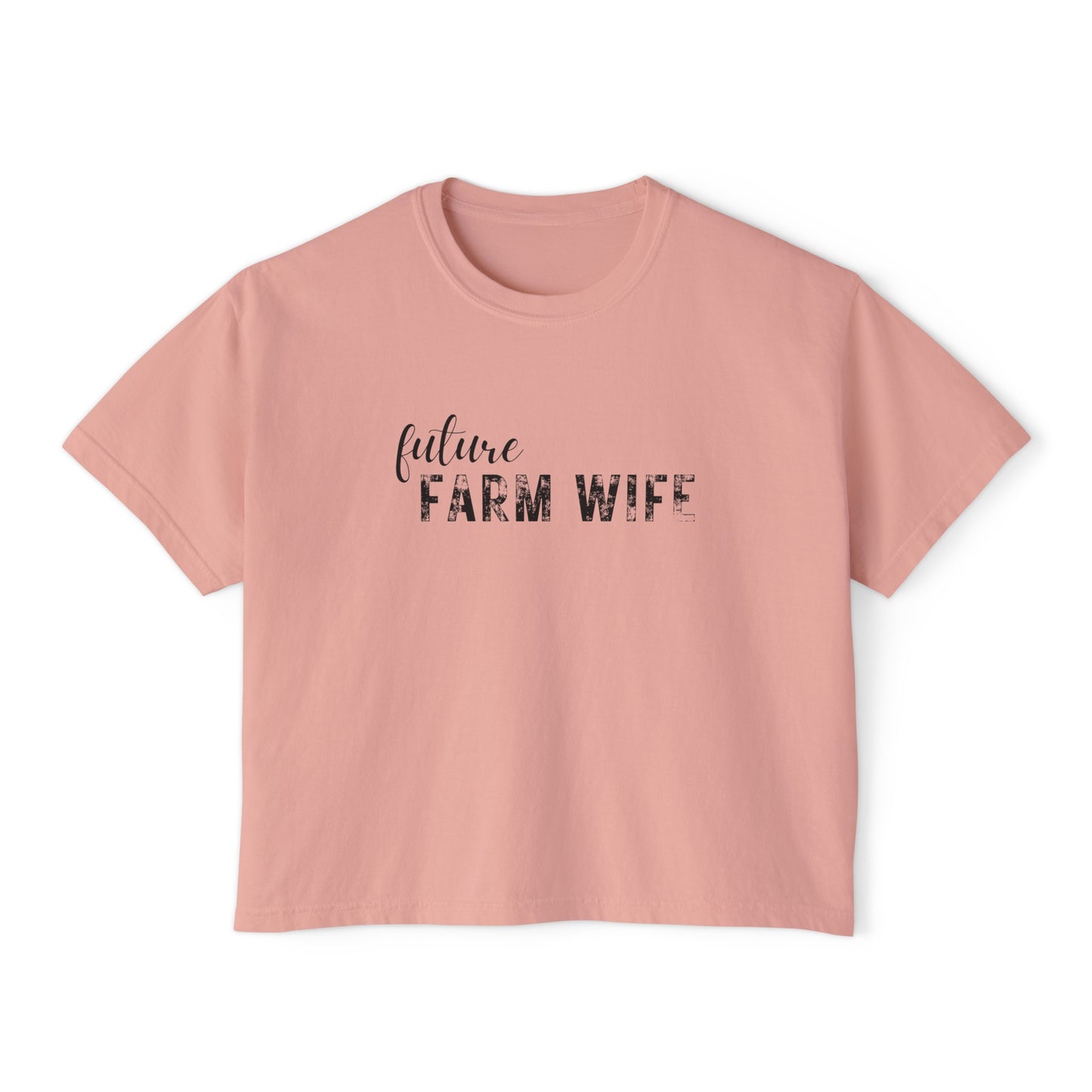 Future Farm Wife Cropped Tshirt (Black Text)